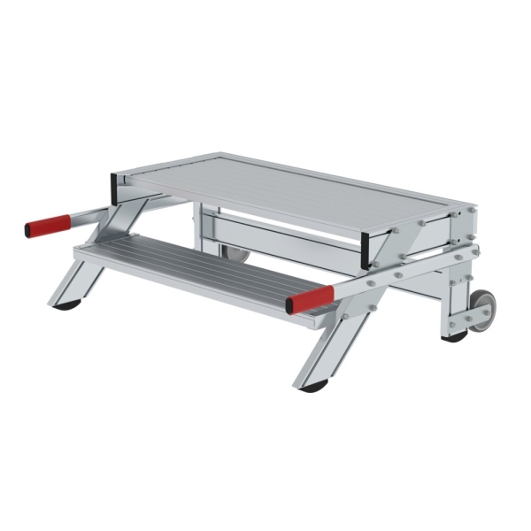 MUNK Arbeitspodest fahrbar, Stufenbreite 1000 mm, Aluminium geriffelt 2 Stufen, 50019