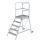 MUNK Podesttreppe einseitig begehbar mit Rollen und Griffen Aluminium geriffelt 5 Stufen, 56105