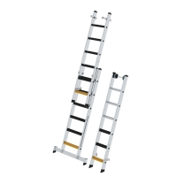 MUNK Stufen-Mehrzweckleiter 3-teilig mit nivello®-Traverse und clip-step R13 3x6 Stufen, 33319