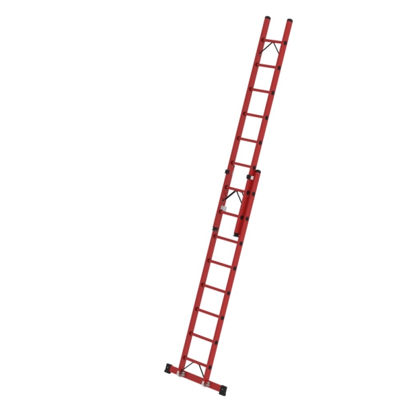 MUNK Sprossen-Schiebeleiter 2-teilig GFK mit Traverse 2x8 Sprossen, 36608