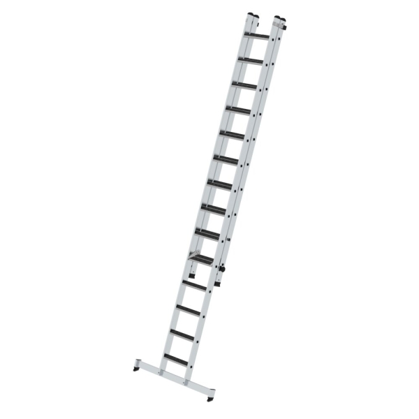MUNK Stufen-Schiebeleiter 2-teilig mit nivello-Traverse und clip-step R13 1x14 + 1x10, 40679