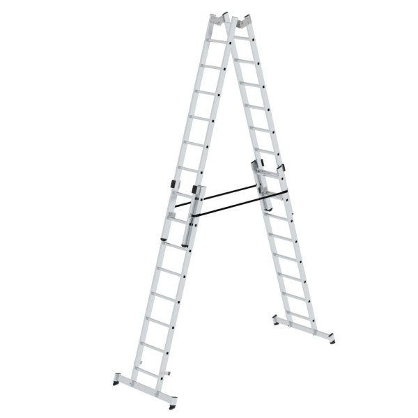 MUNK Sprossen-Stehleiter 4-teilig mit nivello®-Traverse 4x8 Sprossen, 33032