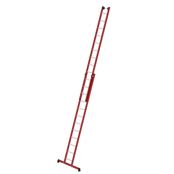 MUNK Sprossen-Schiebeleiter 2-teilig GFK/Alu mit nivello®-Traverse 2x12 Sprossen, 35532