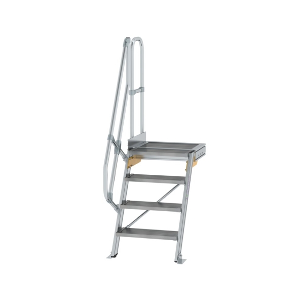 MUNK Treppe mit Plattform 60° Stufenbreite 600 mm 4 Stufen Aluminium geriffelt, 600364
