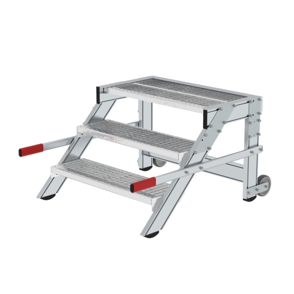 MUNK Arbeitspodest fahrbar, Stufenbreite 800 mm, Stahl-Gitterrost 3 Stufen, 50435