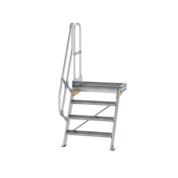 MUNK Treppe mit Plattform 60° Stufenbreite 800 mm 4 Stufen Aluminium geriffelt, 600384