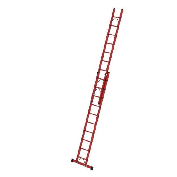 MUNK Sprossen-Schiebeleiter 2-teilig GFK mit Traverse 2x10 Sprossen, 36610