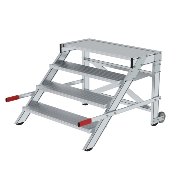 MUNK Arbeitspodest fahrbar, Stufenbreite 1000 mm, Aluminium geriffelt 4 Stufen, 50021