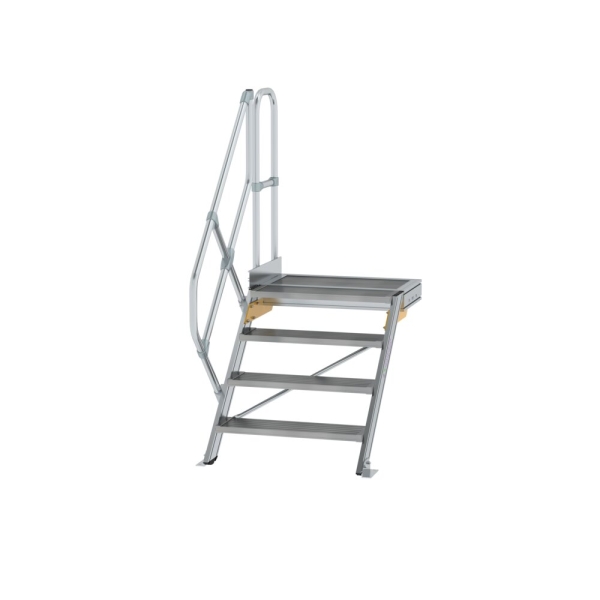 MUNK Treppe mit Plattform 45° Stufenbreite 800 mm 4 Stufen Aluminium geriffelt, 600444