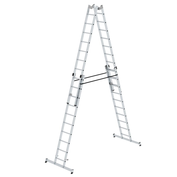 MUNK Sprossen-Stehleiter 4-teilig mit nivello®-Traverse 4x10 Sprossen, 33040