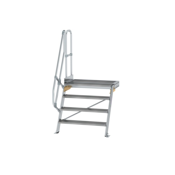 MUNK Treppe mit Plattform 60° Stufenbreite 1000 mm 4 Stufen Aluminium geriffelt, 600404