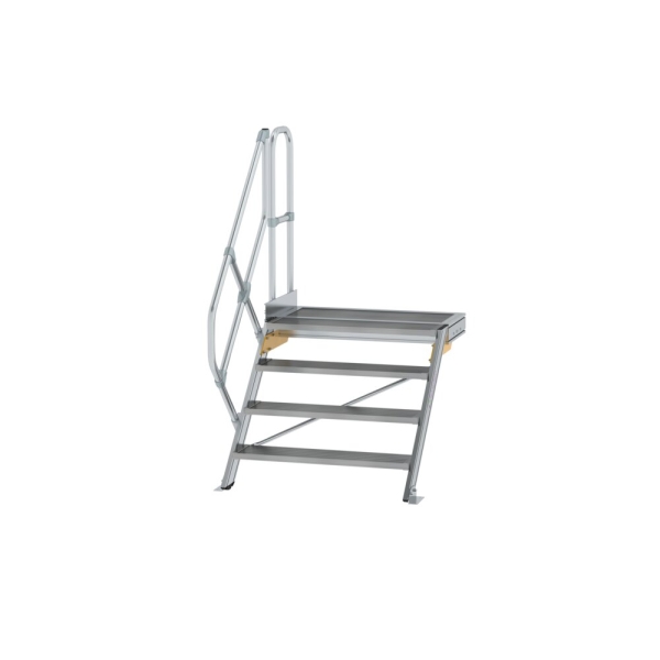 MUNK Treppe mit Plattform 45° Stufenbreite 1000 mm 4 Stufen Aluminium geriffelt, 600464