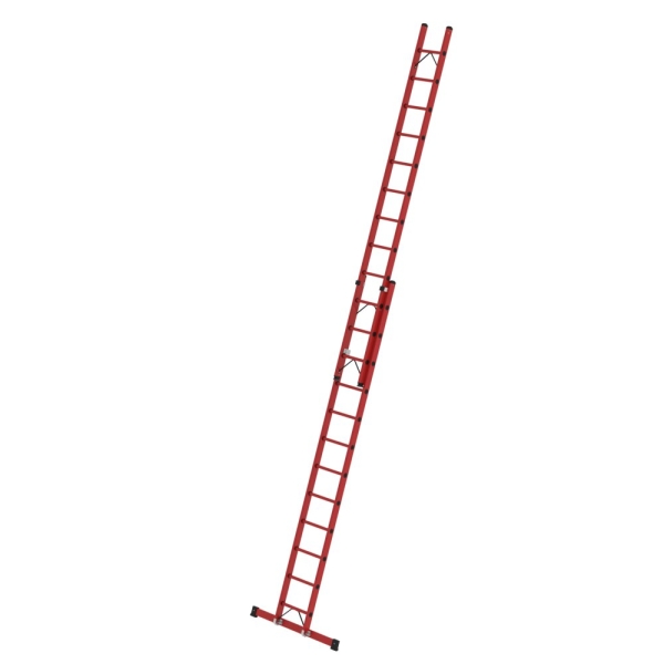MUNK Sprossen-Schiebeleiter 2-teilig GFK mit Traverse 2x12 Sprossen, 36612