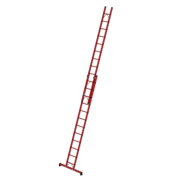 MUNK Sprossen-Schiebeleiter 2-teilig GFK mit nivello® Traverse 2x12 Sprossen, 36632