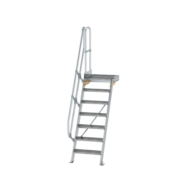 MUNK Treppe mit Plattform 60° Stufenbreite 600 mm 7 Stufen Aluminium geriffelt, 600367