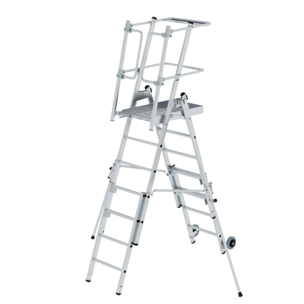 MUNK Plattformleiter FlexxStep 5 Sprossen mit Teleskopaufsatz 2 Sprossen , 52535