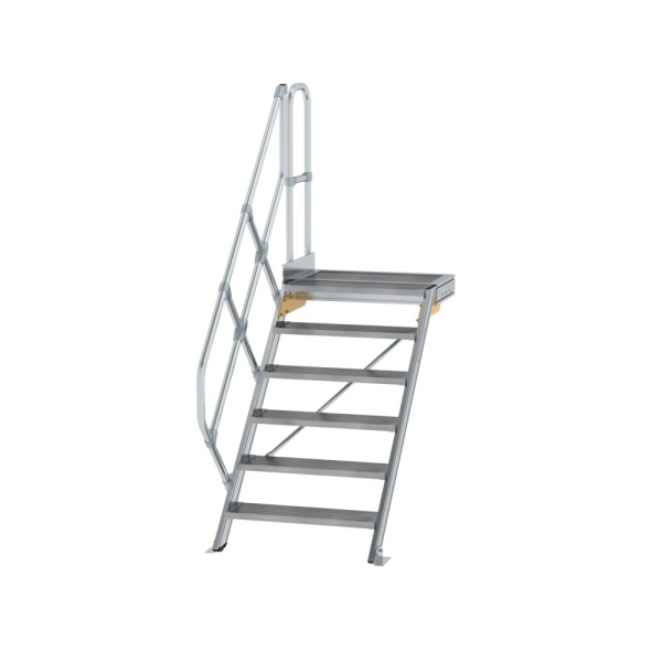MUNK Treppe mit Plattform 45° Stufenbreite 800 mm 6 Stufen Aluminium geriffelt, 600446