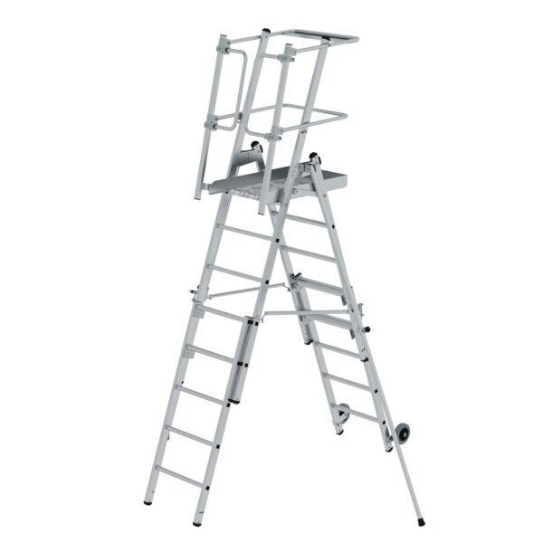 MUNK Plattformleiter FlexxStep 5 Sprossen mit Teleskopaufsatz 3 Sprossen , 52536