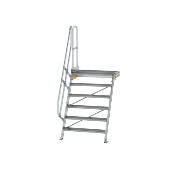 MUNK Treppe mit Plattform 60° Stufenbreite 1000 mm 6 Stufen Aluminium geriffelt, 600406