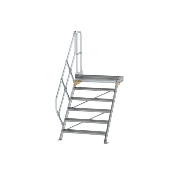 MUNK Treppe mit Plattform 45° Stufenbreite 1000 mm 6 Stufen Aluminium geriffelt, 600466