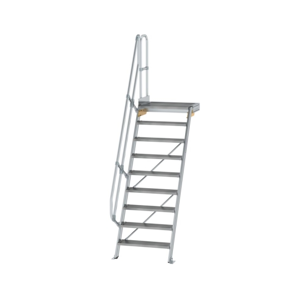 MUNK Treppe mit Plattform 60° Stufenbreite 800 mm 9 Stufen Aluminium geriffelt, 600389