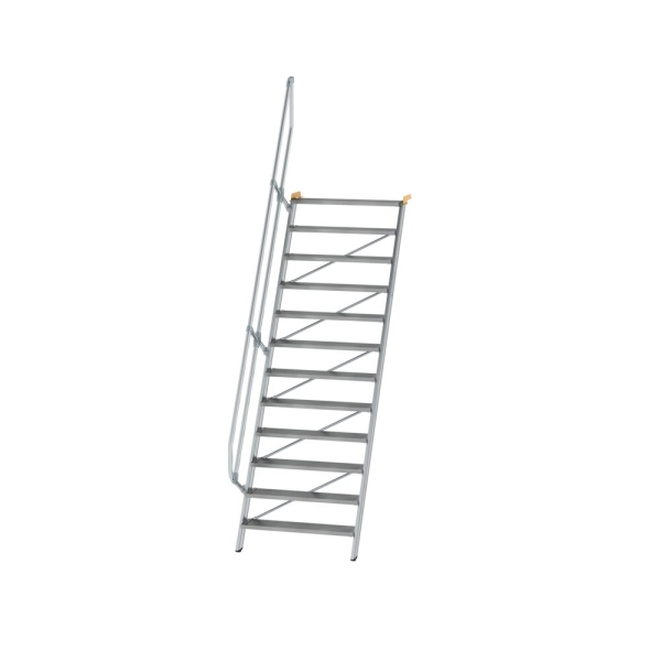 MUNK Treppe 60° Stufenbreite 1000 mm 12 Stufen Aluminium geriffelt, 600332