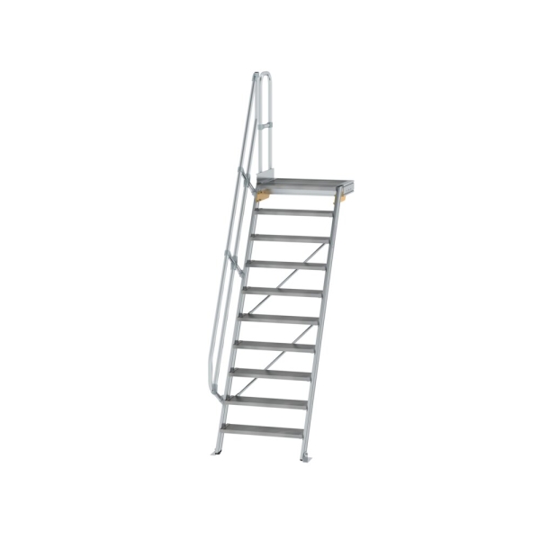 MUNK Treppe mit Plattform 60° Stufenbreite 800 mm 10 Stufen Aluminium geriffelt, 600390