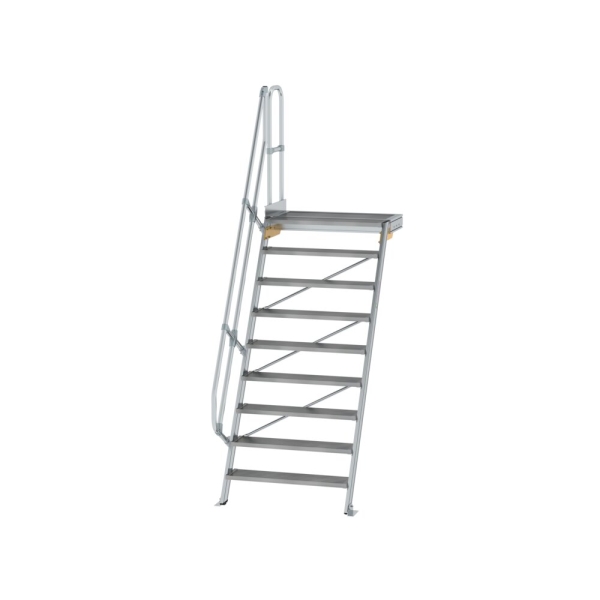 MUNK Treppe mit Plattform 60° Stufenbreite 1000 mm 9 Stufen Aluminium geriffelt, 600409