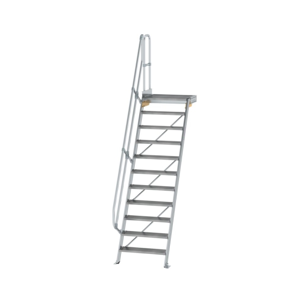 MUNK Treppe mit Plattform 60° Stufenbreite 800 mm 11 Stufen Aluminium geriffelt, 600391