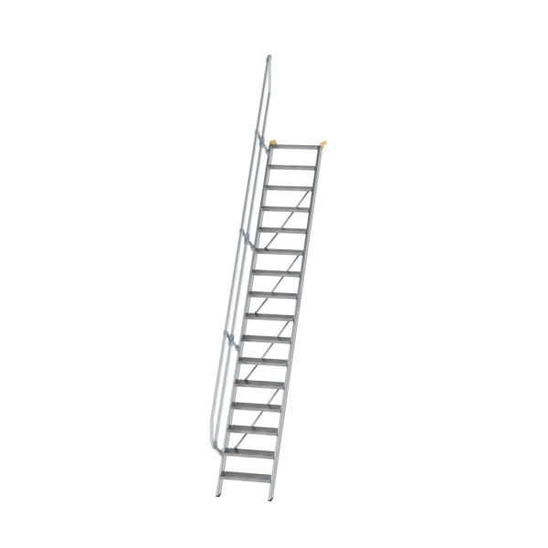 MUNK Treppe 60° Stufenbreite 600 mm 16 Stufen Aluminium geriffelt, 600216