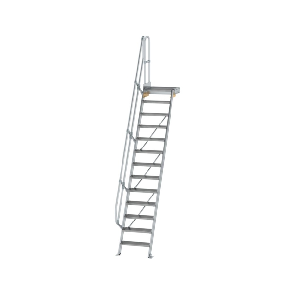 MUNK Treppe mit Plattform 60° Stufenbreite 600 mm 13 Stufen Aluminium geriffelt, 600373