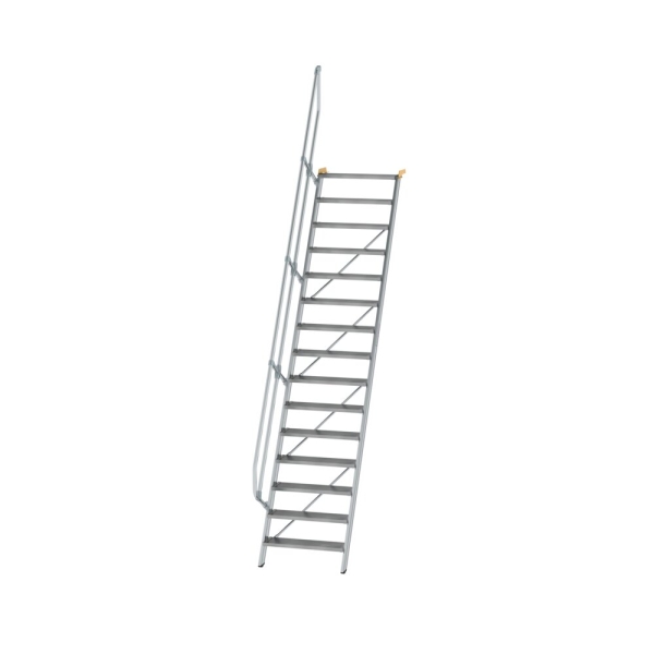 MUNK Treppe 60° Stufenbreite 800 mm 15 Stufen Aluminium geriffelt, 600235
