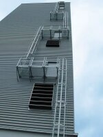 MUNK Einzügige Steigleiter mit Rückenschutz Aluminium eloxiert 9,60m, 500120