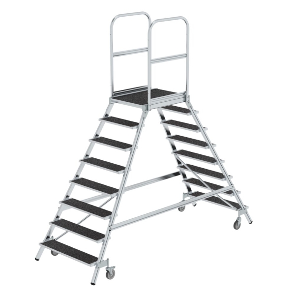 MUNK Podesttreppe beids. begehbar mit Federrolle Korundbeschichtung R13 8 Stufen, 59208