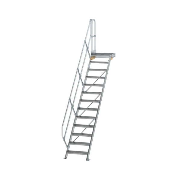 MUNK Treppe mit Plattform 45° Stufenbreite 600 mm 13 Stufen Aluminium geriffelt, 600433