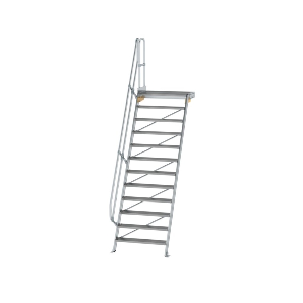 MUNK Treppe mit Plattform 60° Stufenbreite 1000 mm 12 Stufen Aluminium geriffelt, 600412