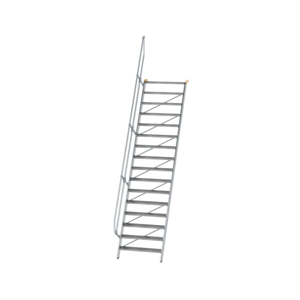 MUNK Treppe 60° Stufenbreite 1000 mm 16 Stufen Aluminium geriffelt, 600336