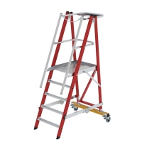 MUNK Plattformleiter GFK/Alu klappbar und fahrbar mit...