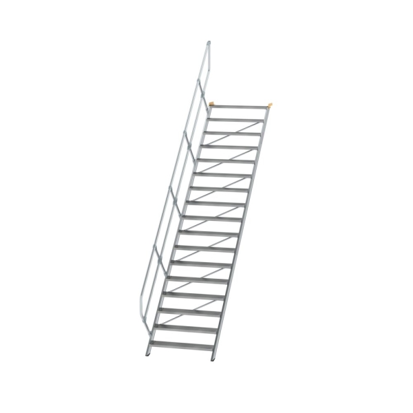 MUNK Treppe 45° Stufenbreite 1000 mm 17 Stufen Aluminium geriffelt, 600357
