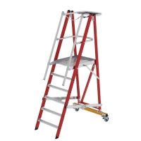 MUNK Plattformleiter GFK/Alu klappbar und fahrbar mit...