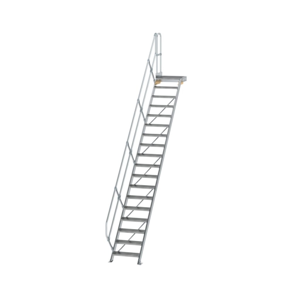 MUNK Treppe mit Plattform 45° Stufenbreite 600 mm 18 Stufen Aluminium geriffelt, 600438