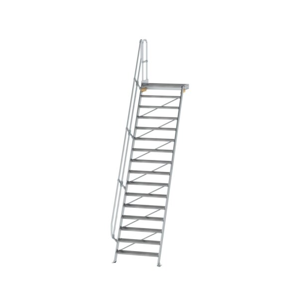 MUNK Treppe mit Plattform 60° Stufenbreite 1000 mm 16 Stufen Aluminium geriffelt, 600416