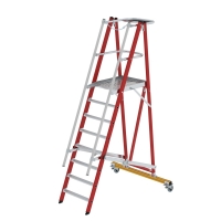 MUNK Plattformleiter GFK/Alu klappbar und fahrbar mit...