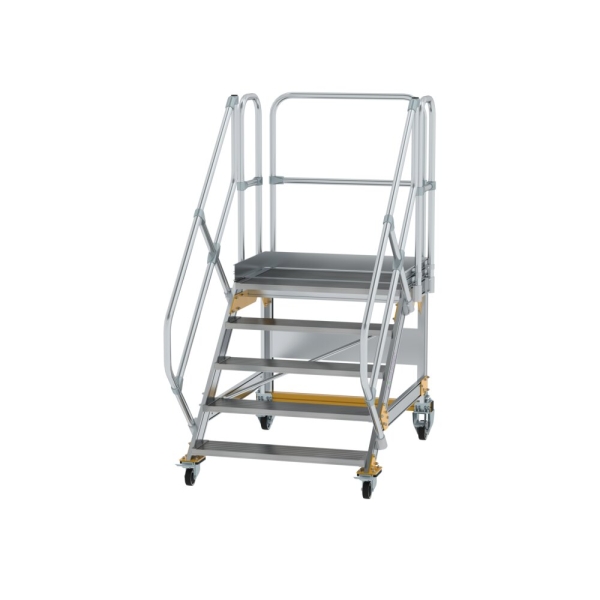MUNK Plattformtreppe 45° fahrbar Stufenbreite 1000mm 5 Stufen Aluminium geriffelt, 600805