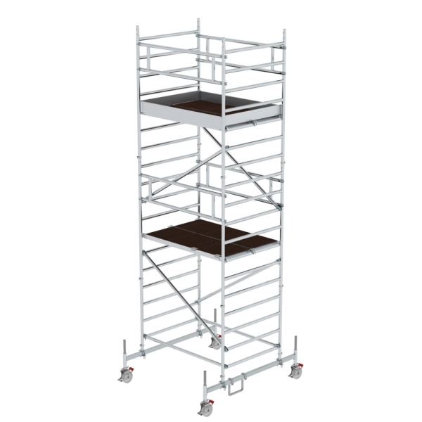 MUNK Rollgerüst 1,35 x 1,80 m mit Fahrbalken & Doppel-Plattform Plattformhöhe 4,66 m, 173436
