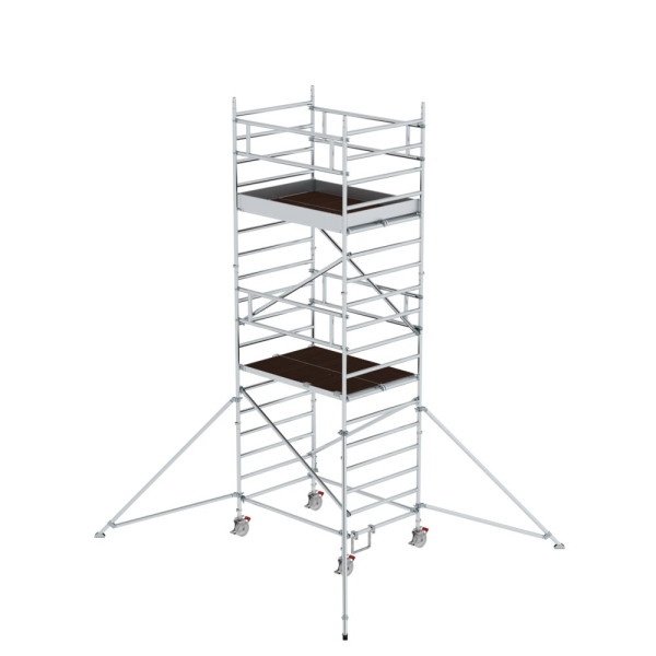 MUNK Rollgerüst 1,35 x 1,80 m mit Ausleger & Doppel-Plattform Plattformhöhe 4,47 m, 167436