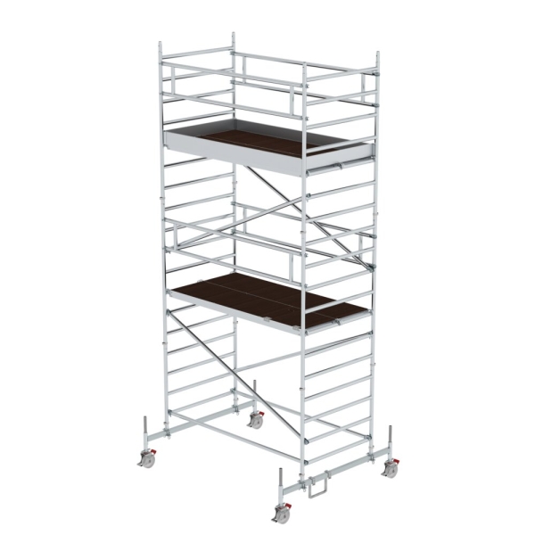 MUNK Rollgerüst 1,35 x 2,45 m mit Fahrbalken & Doppel-Plattform Plattformhöhe 4,66 m, 174436
