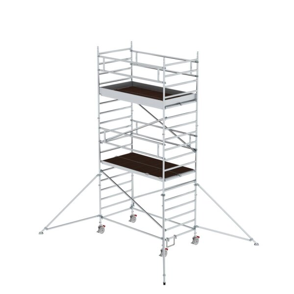 MUNK Rollgerüst 1,35 x 2,45 m mit Ausleger & Doppel-Plattform Plattformhöhe 4,47 m, 168436
