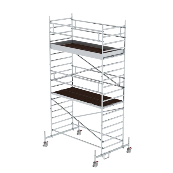 MUNK Rollgerüst 1,35 x 3,0 m mit Fahrbalken und Doppel-Plattform Plattformhöhe 4,66 m, 175436