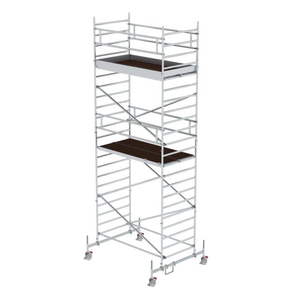 MUNK Rollgerüst 1,35 x 2,45 m mit Fahrbalken & Doppel-Plattform Plattformhöhe 5,78 m, 174535
